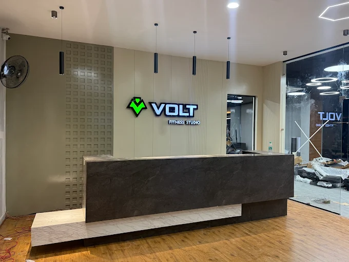 Reception signage for a fitness studio